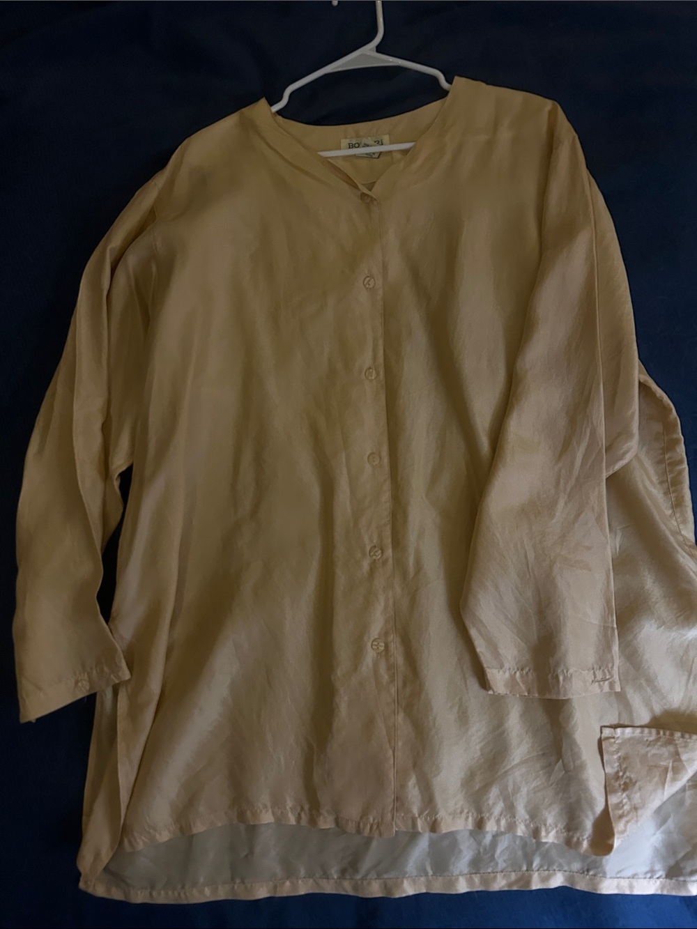 Bogari Light Tan Button-Down Long-Sleeve Tunic